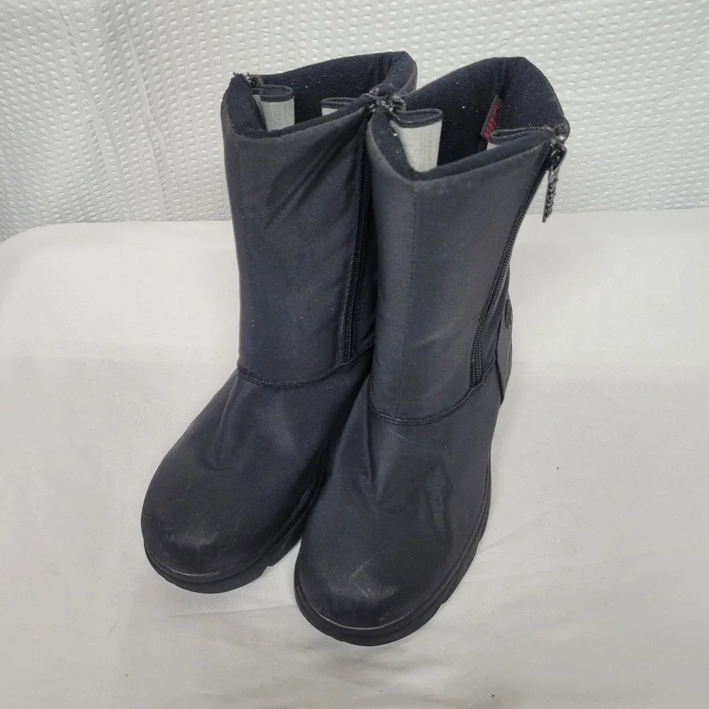 Totes Canterbury Black All Weather Boots Womens 7 Med Side Zip Winter Snow